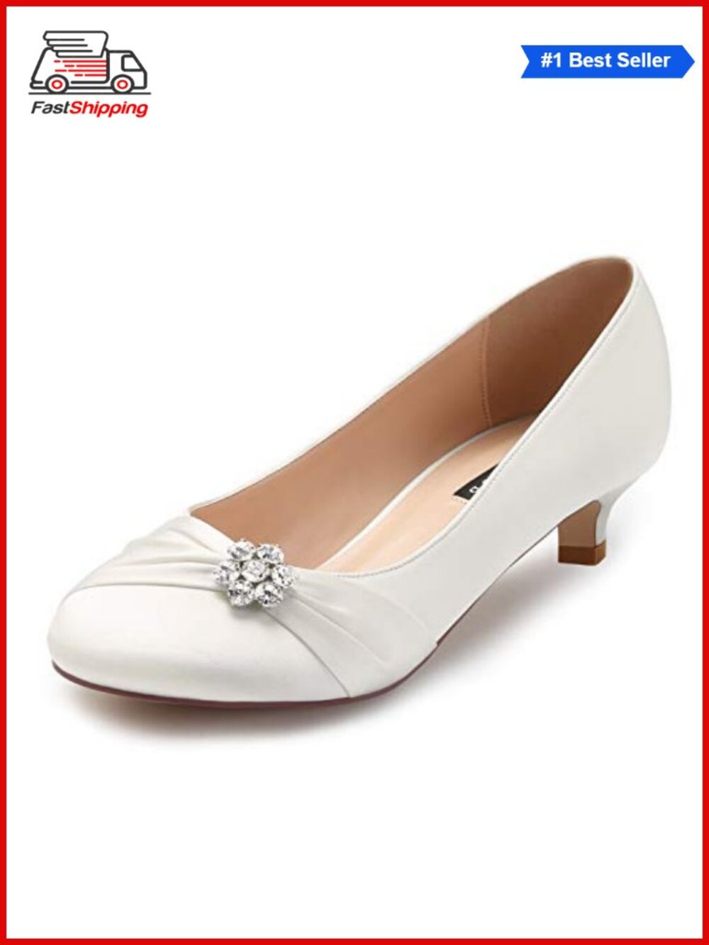 ✨ Women's Closed Toe Comfort Kitten Heels Satin Wedding Evening Dress Shoes